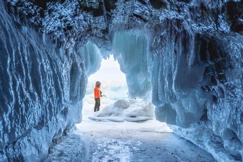 Frozen Ice Cave At Frozen Lake Baikal In Siberia Russia Editorial
