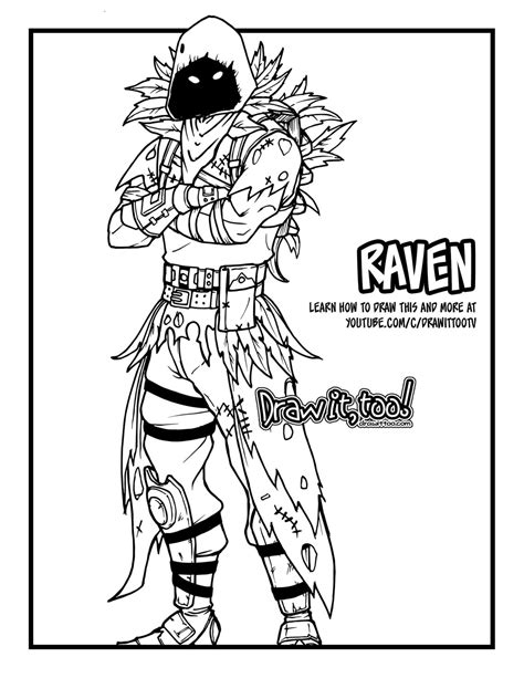 How To Draw Raven Fortnite Battle Royale Drawing Tutorial Draw It Too