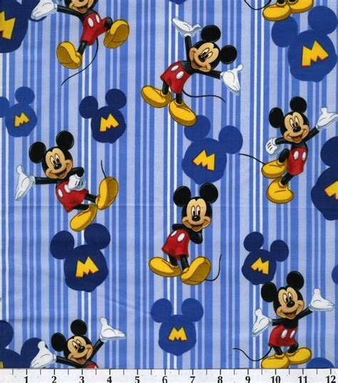 Disney Mickey Mouse Blue Flannel Fabric By The Half By Bytheyard4u 6