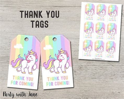 Unicorn Thank You Tags Printable Printable Unicorn Thank You Etsy Unicorn Favor Tags Unicorn