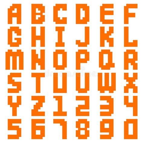 Alphabet Abstract Pixel Art All Letters And Number Design Vector