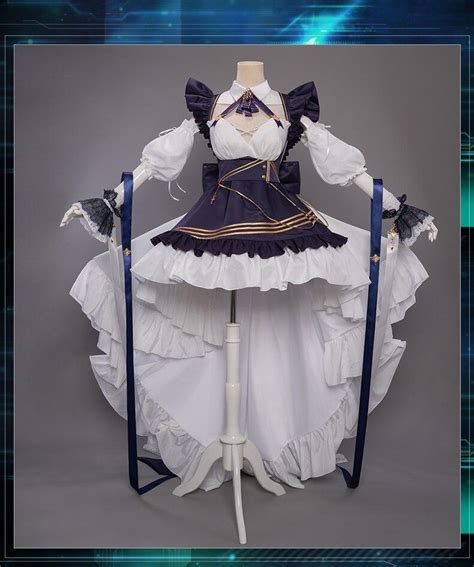 Anime Azur Lane Cheshire Blue Maid Uniform Cosplay Costume For Women