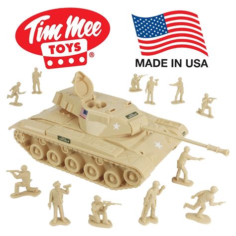 Tim Mee Toy Walker Bulldog Tank Playset Desert Tan 13pc Made In Usa