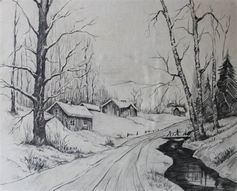 Winter Scene Drawing At Explore Collection Of