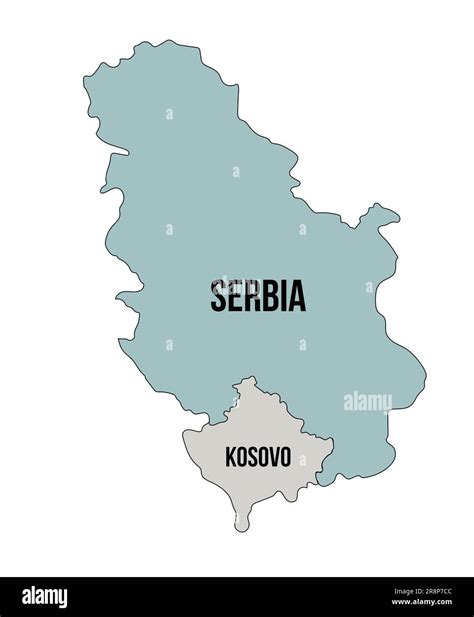 Mapa Sencillo Con Las Fronteras Entre La Rep Blica De Serbia Y La Rep Blica De Kosovo Crisis