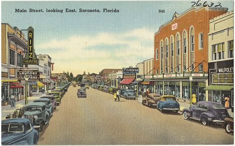 Main Street Looking East Sarasota Florida Sarasota Florida Postcard