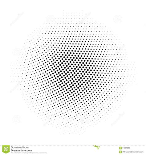 Black Abstract Halftone Circle Made Of Dots In Radial Arrangement On