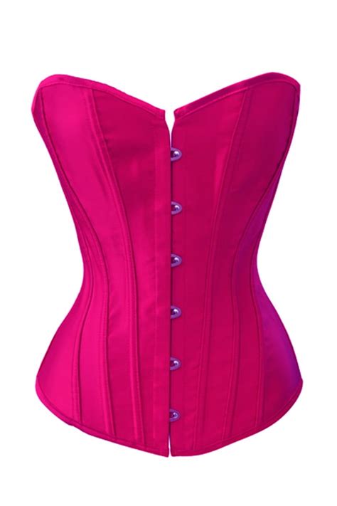 Chicastic Hot Pink Satin Sexy Strong Boned Corset Lace Up Bustier Top