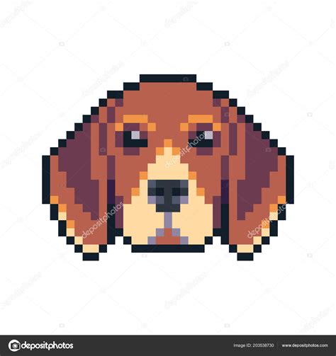Pixel Art Beagle Dog Face Vector Icon Stock Vector Image By ©kmarfu