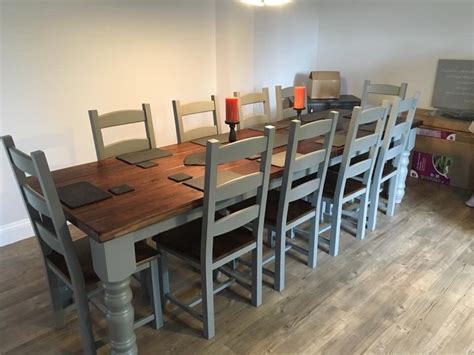 Different to large square dining room, a large round dining room provides warm, comfortable, and 12 person dining table, of course, needs more spaces to be set down. 10 12 Seater LARGE FARMHOUSE DINING TABLE 10 CHAIRS OAK ...