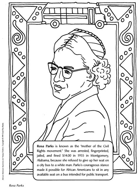 Free Printable Rosa Parks Coloring Page Carsonilcurry