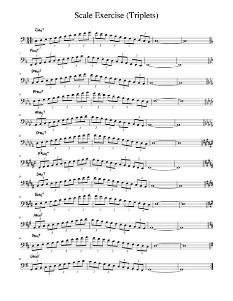 Scale Exercise Triplets Sheet Music For Piano Solo