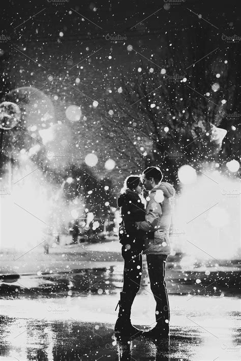 In Love Couple Kissing In The Snow ~ People Photos ~ Creative Market