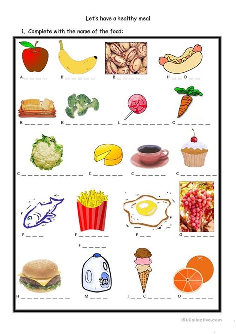 Food Vocabulary English Esl Worksheets Food Vocabulary Food Healthy