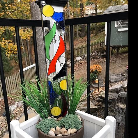 Stained Glass Garden Decor Stained Glass Outdoor Sculpture Etsy In 2021 Yard Art Custom