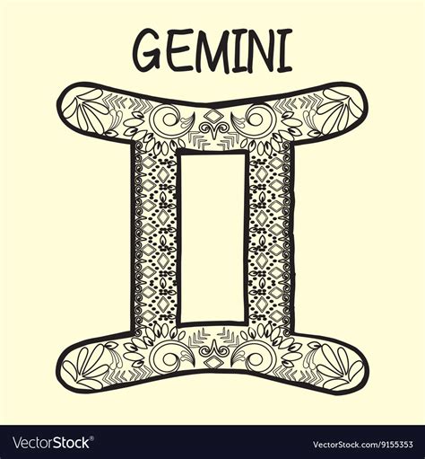 Stylized Cartoon Gemini Sign Zodiac Royalty Free Vector