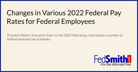 Changes In Various 2022 Federal Pay Rates For Federal Employees
