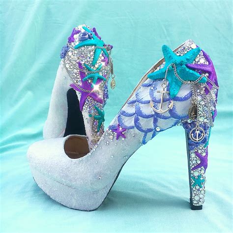 Crystal Starfish Mermaid Heels Custom Heels Glitter Heels Mermaid
