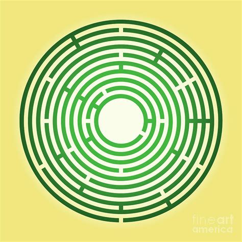 Colored Circular Maze Green Radial Labyrinth Digital Art By Peter