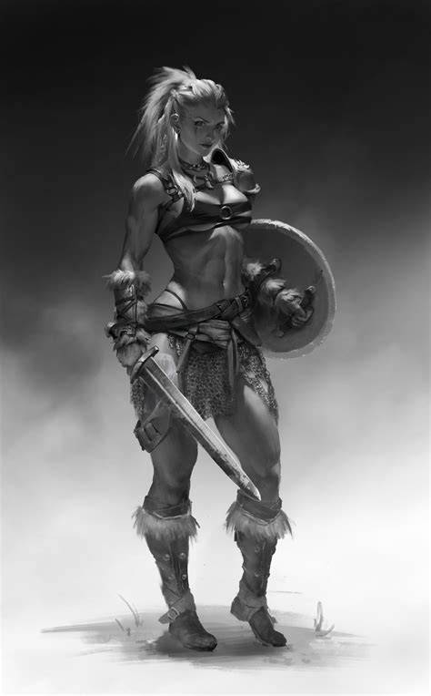 蛮族 女 Ley Bowen 张 Warrior Woman Concept Art Characters Fantasy Warrior