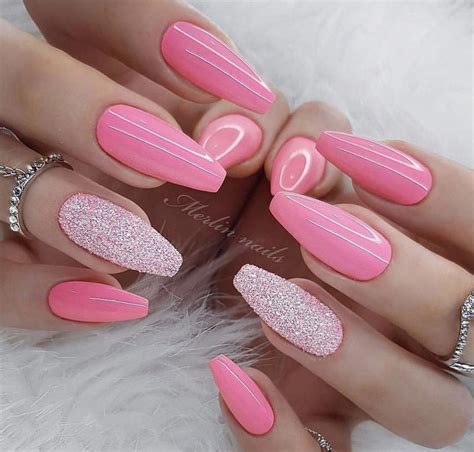 Pink Nails With Glitter Accents For Spring And Summer♥️♥️♥️ Ombrenails