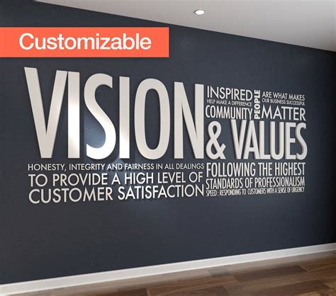 Vision And Values 3d Letters Office Wall Art Wall Decal Etsy Deco