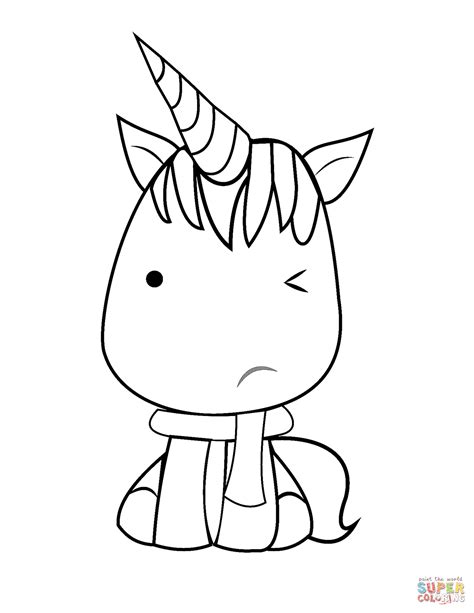 Kawaii Unicorn Coloring Page Free Printable Coloring