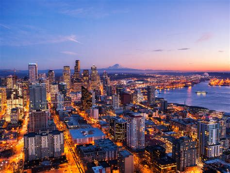 1280x960 Seattle Skyline At Night View 4k 1280x960 Resolution Hd 4k