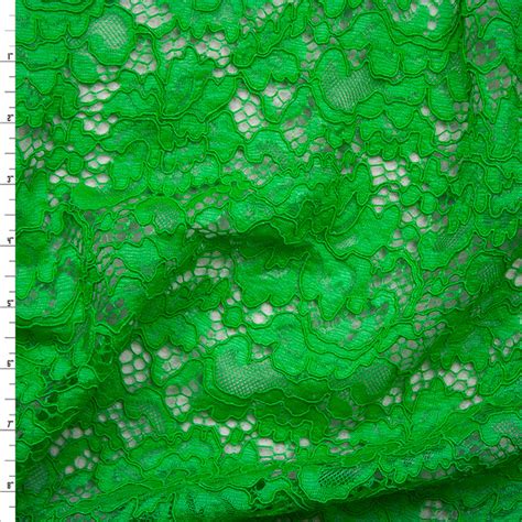 Cali Fabrics Lime Green Floral Corded Lace Fabric By The Yard