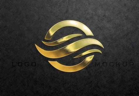 Premium Psd Detailed Textured 3d Glossy Gold Logo Sign Mockup