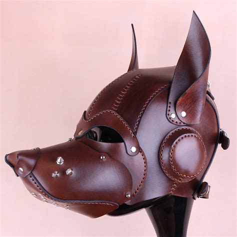 Leather Dog Mask Puppy Play Hood Petplay Fetish Mask Etsy