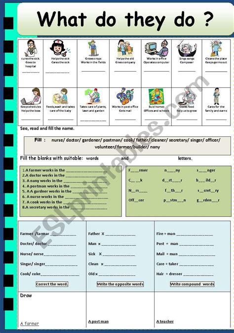What Do They Do Esl Worksheet By Jhansi