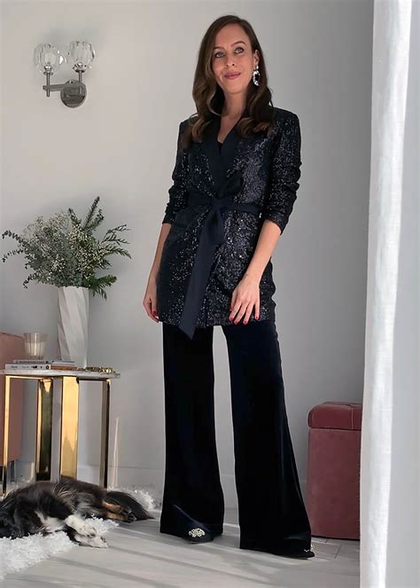 Sydne Style Shows How To Wear Velvet Pants With Sequin Blazer For