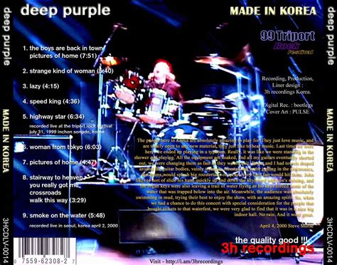 From this point forward you do not hold disney, it's affiliates/subsidiaries or cwaemu liable for damages or loss that may occur. DEEP PURPLE - MADE IN KOREA - ACE BOOTLEGS