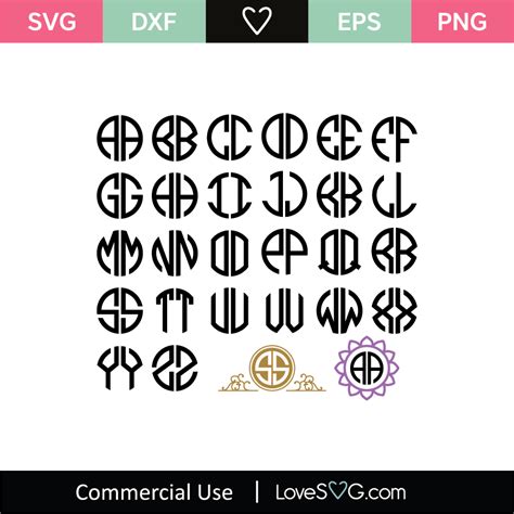 Circle Monogram Letters Svg Cut File