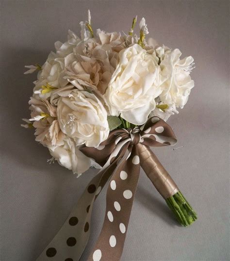 Handmade Fabric Flower Bouquet Wedding Bridal 24500 Via Etsy