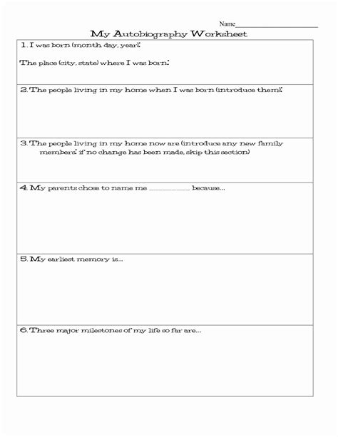 Autobiography Template For Elementary Students Best Of Autobiography