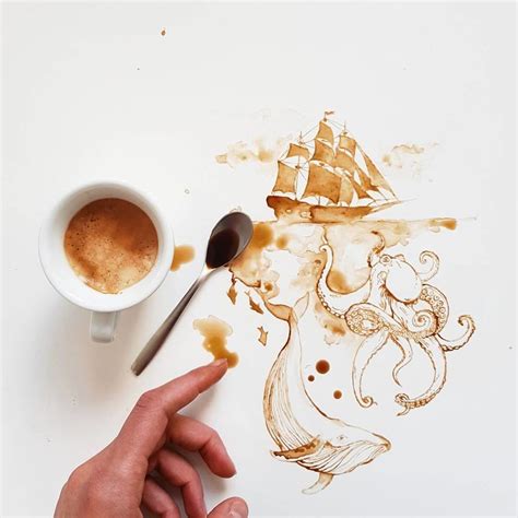 Spilled Tea Coffee Art Giulia Bernardelli Lart Du Thé Peinture De