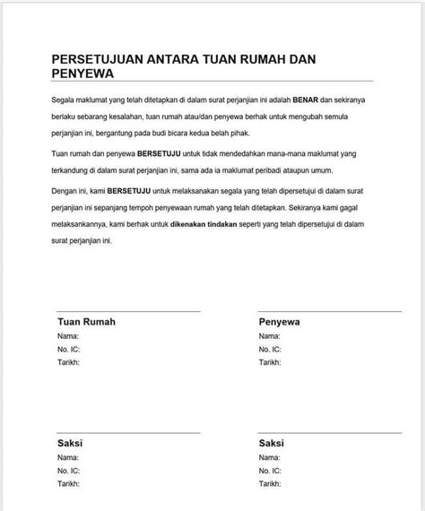 A residential tenancy agreement is an agreement between a landlord (the party who owns the property) and the tenant (the person acquiring the tenancy law, 2011: Contoh Surat Perjanjian Sewa Rumah, Pimilik WAJIB Buat ...