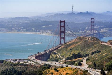 Aerial View Of Golden Gate Bridge And The Freeway Stock Image Image