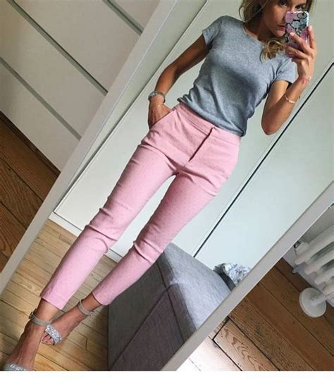 Grey Top And Pink Pants Look Idea Business Casual Outfits Casual