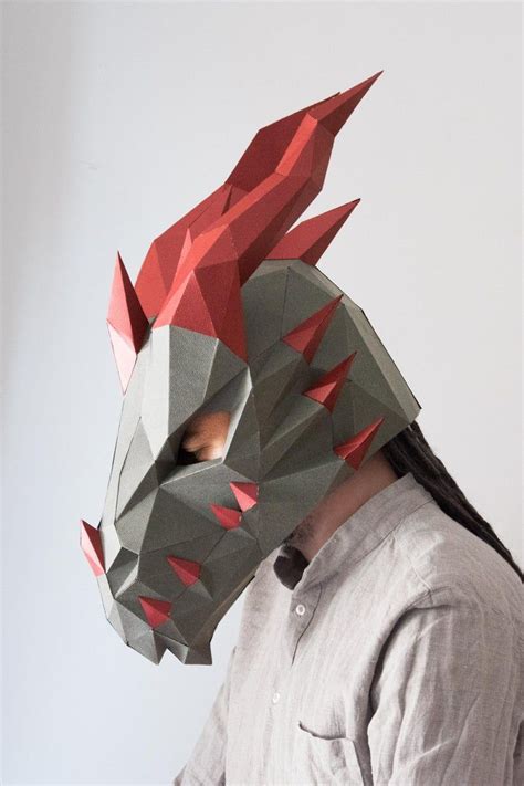 Printable Dragon Mask Dragon Costume Papercraft Mask Skyrim Etsy