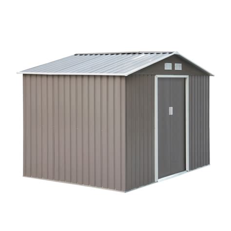 Outsunny X FT Outdoor Garden Roofed Metal Storage Shed Tool Box With Foundation Ventilation