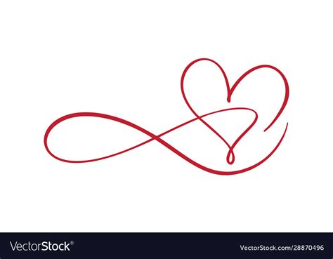 Heart Love Sign Forever Logo Design Flourish Vector Image