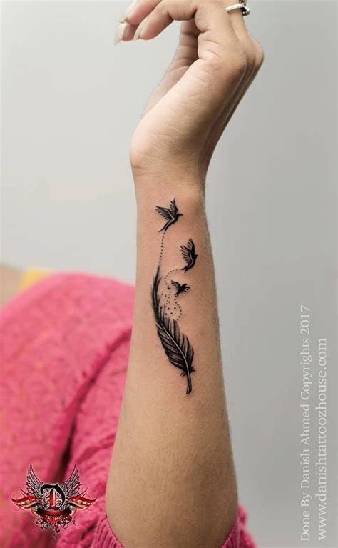 Feather With Birds On Wrist Feathertattooideas Tattoos For Daughters