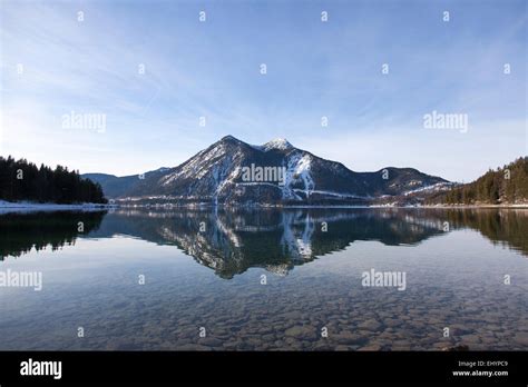 Walchensee Or Lake Walchen And Herzogstand Mountain In Winter Kochel