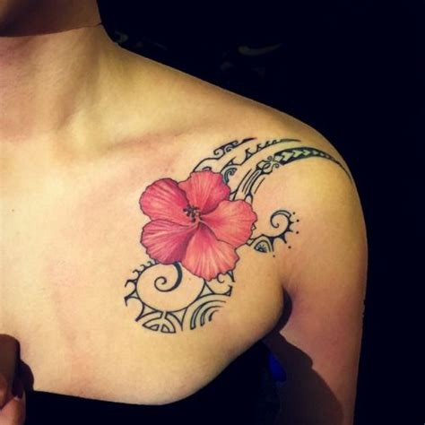Right back shoulder hibiscus tattoo. 33 best Hibiscus Shoulder Tattoos For Women images on ...