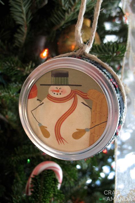 Mason Jar Lid Snowman Ornaments Crafts By Amanda Ornaments