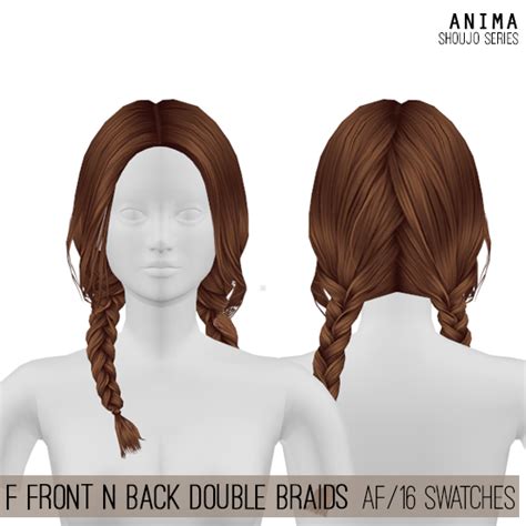 Female Front And Back Double Braids Hair For The Sims 4 By Anima