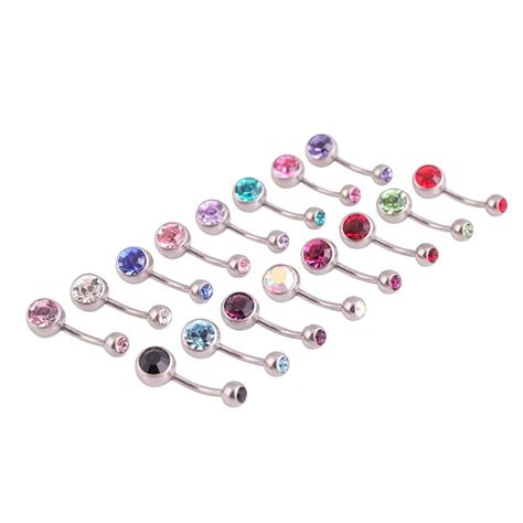 Body Accentz Lot Of 10 New Double Jeweled Gemmmed Belly Gem Navel Body